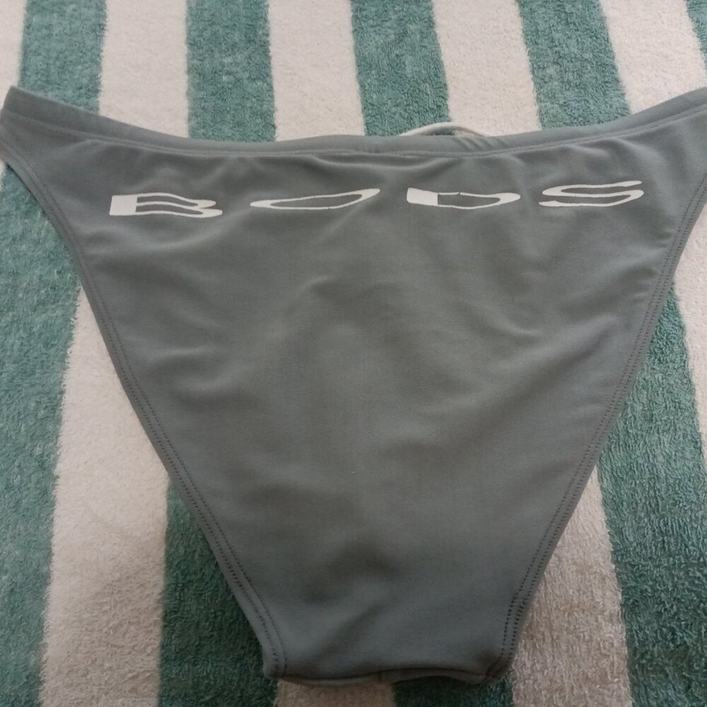 VINTAGE REAR LOGO "BODS" GRAY SWIM BRIEF, ASIAN SIZE "XL" US "32" (Pre-Owned)